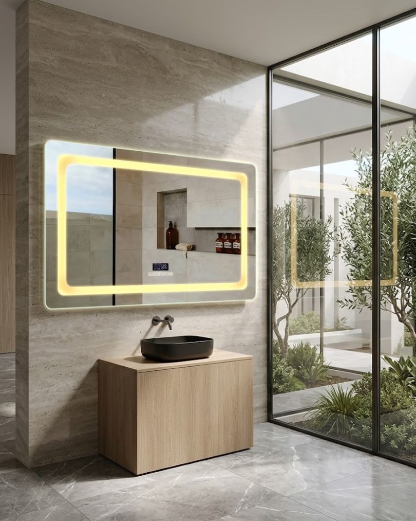 LED Illuminated Rectangular Bathroom Mirror