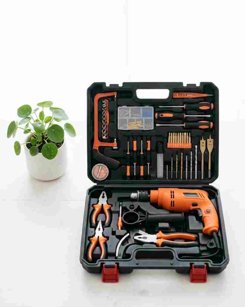 Electric Drill and Hand Tool Set