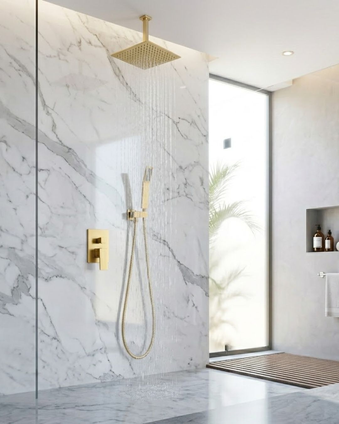 Gold Flush-Mounted Shower Set