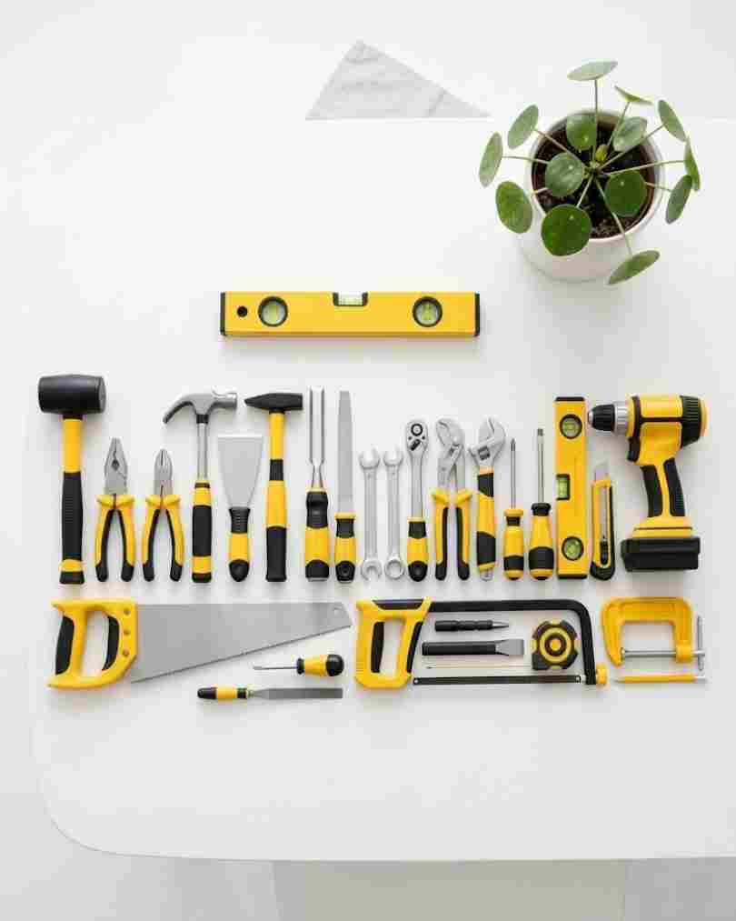 Yellow Hand and Power Tool Set