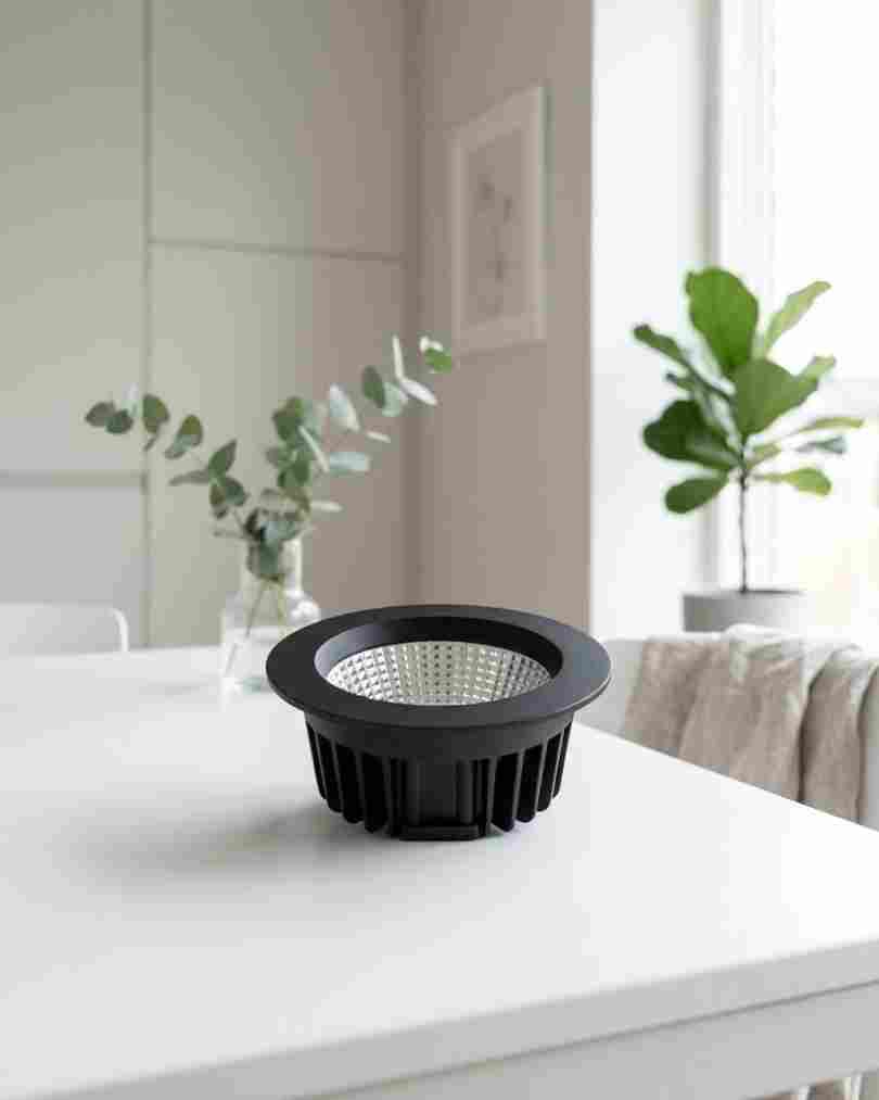 Matte Black Recessed Downlight Fixture