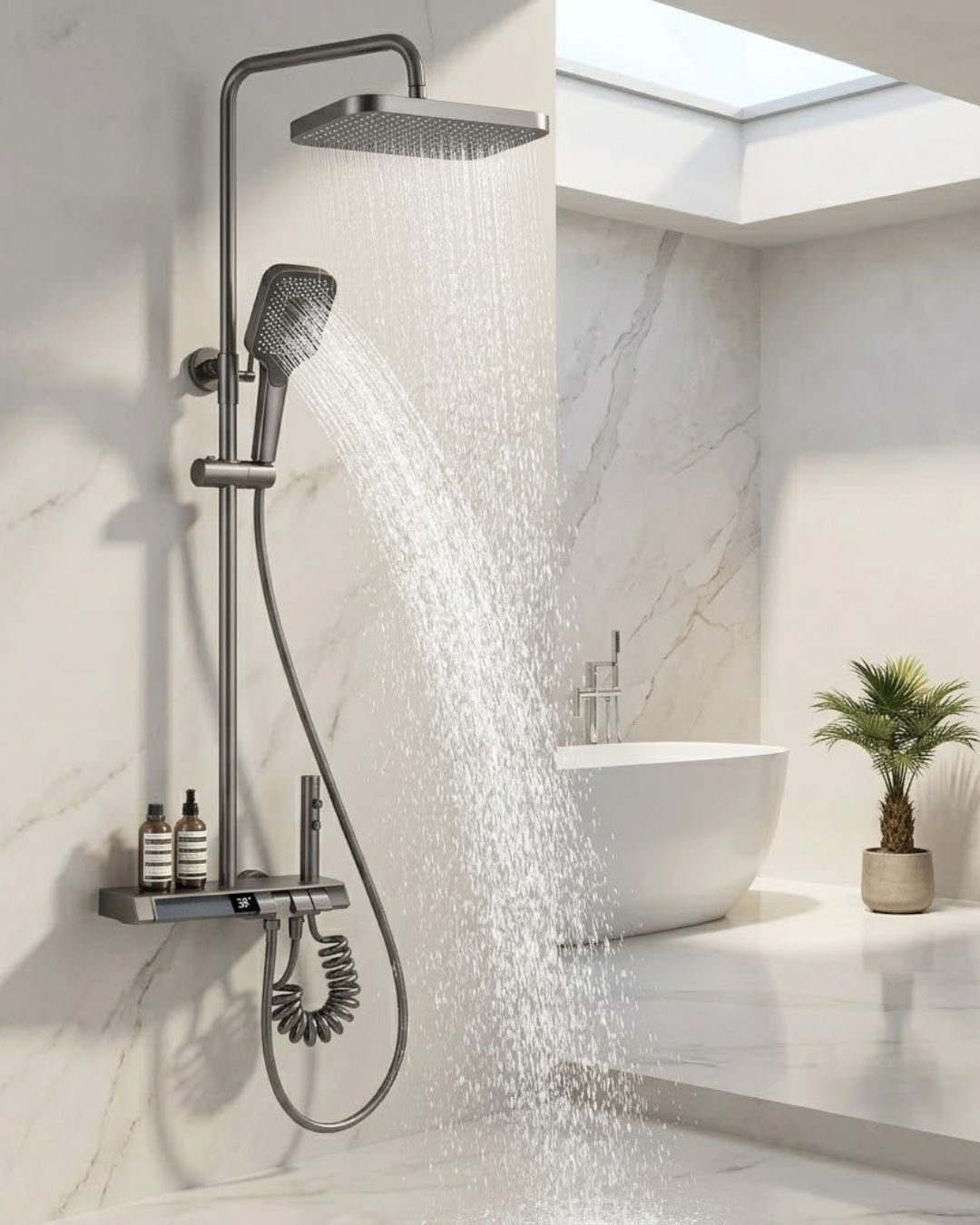Head, Shower, with Concealed Bath Mixer