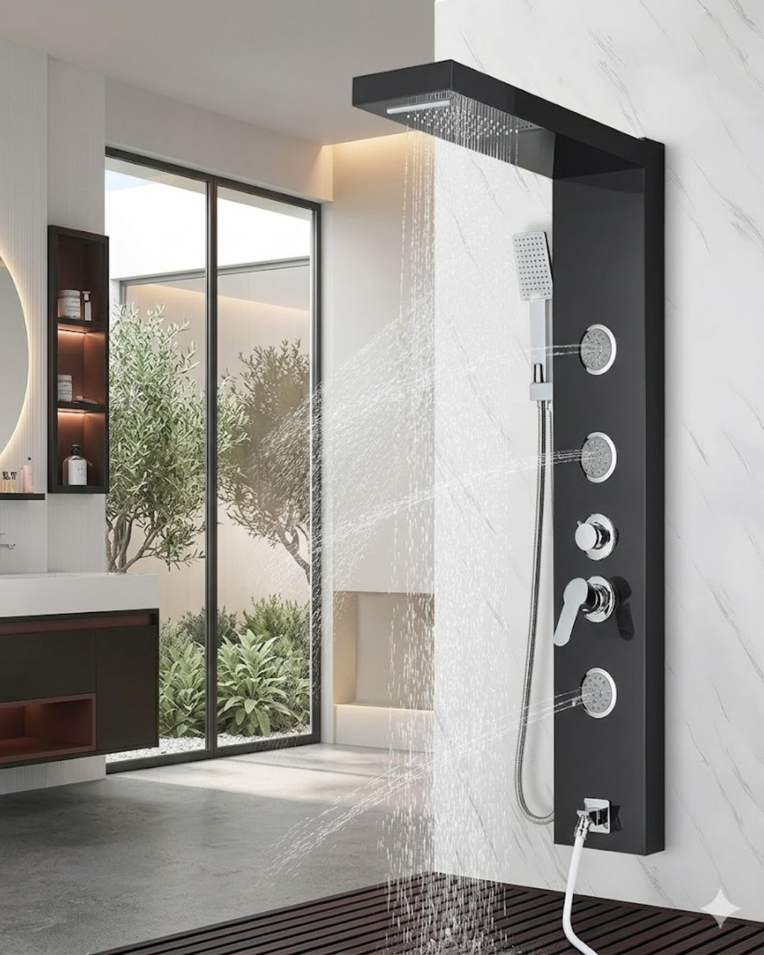 Black Hydromassage Shower Panel Shower