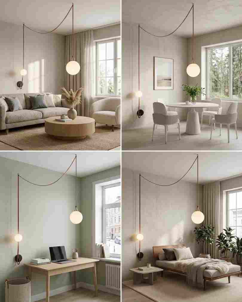 Frosted Globe Swag Pendant Light